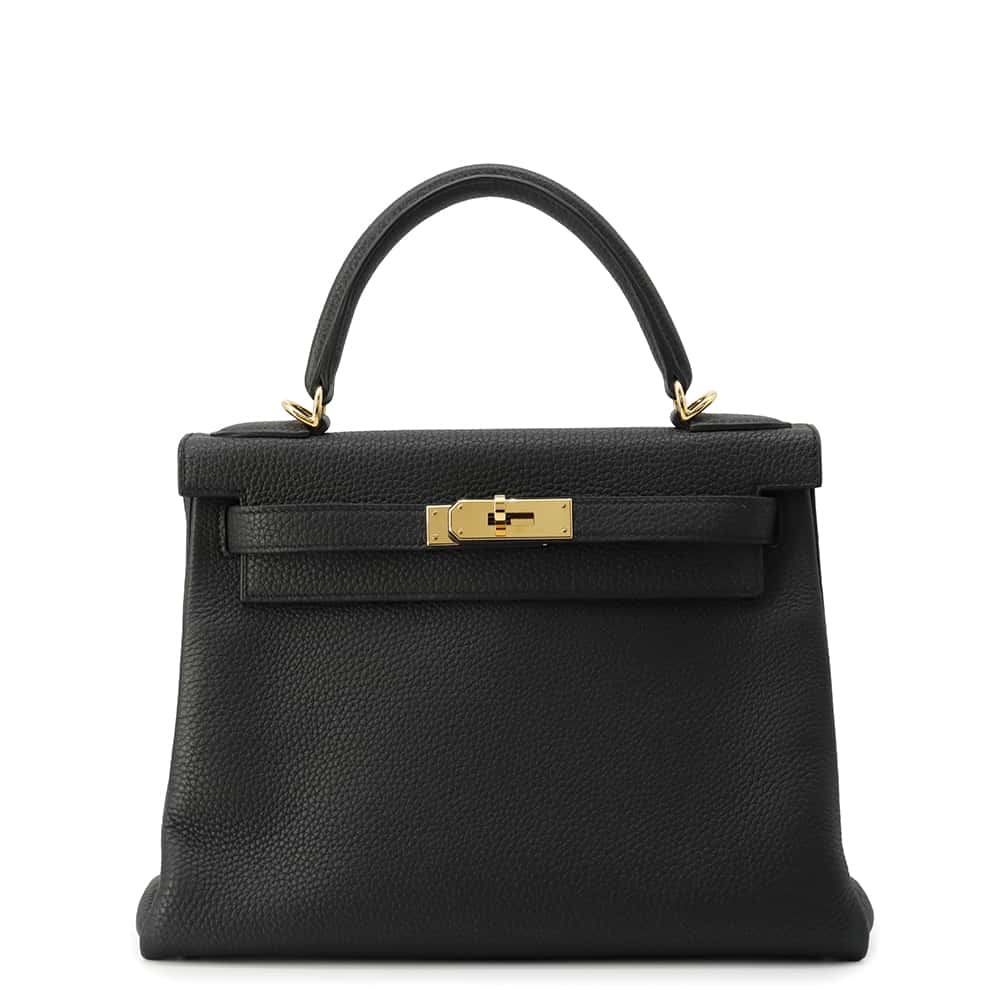 HERMES Kelly Retourne Black Togo Leather Size 28