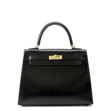 Load image into Gallery viewer, HERMES Kelly Sellier Black Box Calf Leather Size 25
