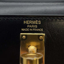 Load image into Gallery viewer, HERMES Kelly Sellier Black Box Calf Leather Size 25
