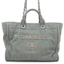 Load image into Gallery viewer, CHANEL Deauville Line Shopping Bag Tote Light BlueA66941 Denim Size Large
