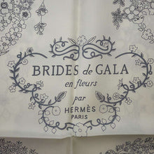 Load image into Gallery viewer, HERMES Carre Brides de Gala en Fleurs Size 90 Ebene/Blanc/Grease Silk100%
