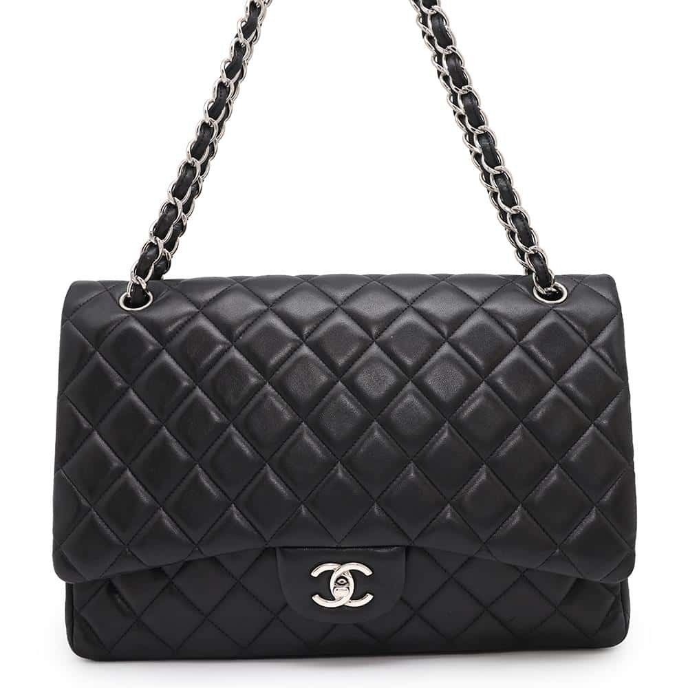 CHANEL Decamato ChainShoulder Bag Black Lambskin Size 34