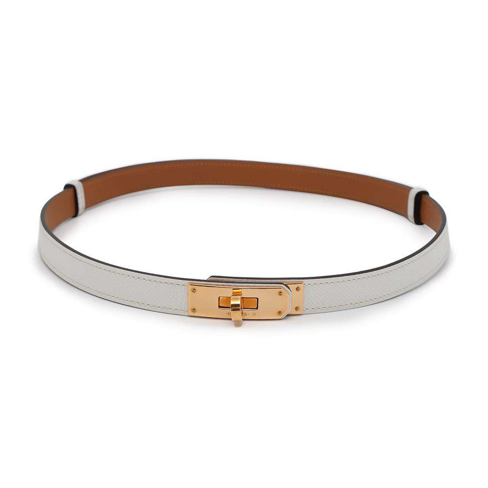 HERMES Kelly Belt White Epsom