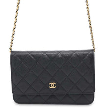 将图像加载到图库查看器中，CHANEL Chain wallet BlackAP0250 Caviar Leather
