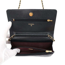 将图像加载到图库查看器中，CHANEL Chain wallet BlackAP0250 Caviar Leather
