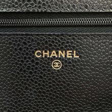 将图像加载到图库查看器中，CHANEL Chain wallet BlackAP0250 Caviar Leather
