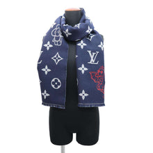 将图像加载到图库查看器中，LOUIS VUITTON Scarf Monogram・Vivienne Dragon NavyM79189 Wool 100%
