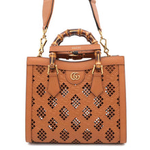 将图像加载到图库查看器中，GUCCI Diana Bamboo Tote Bag Light brown702721 Diamond Cutout Leather Size Small
