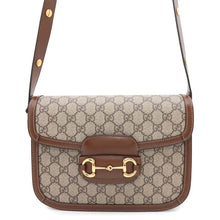 Load image into Gallery viewer, GUCCI Horsebit 1955 Shoulder Bag Beige/Brown602204 GG SupremeCanvas Leather
