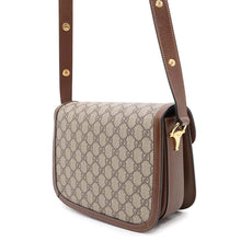 Load image into Gallery viewer, GUCCI Horsebit 1955 Shoulder Bag Beige/Brown602204 GG SupremeCanvas Leather
