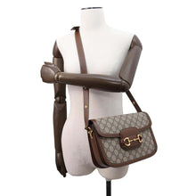 Load image into Gallery viewer, GUCCI Horsebit 1955 Shoulder Bag Beige/Brown602204 GG SupremeCanvas Leather
