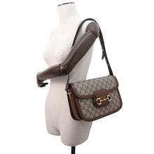 Load image into Gallery viewer, GUCCI Horsebit 1955 Shoulder Bag Beige/Brown602204 GG SupremeCanvas Leather
