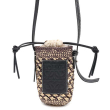 Load image into Gallery viewer, LOEWE Cylinder pocket Beige/Black Raffia Leather Canvas
