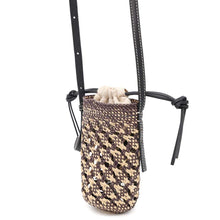 Load image into Gallery viewer, LOEWE Cylinder pocket Beige/Black Raffia Leather Canvas
