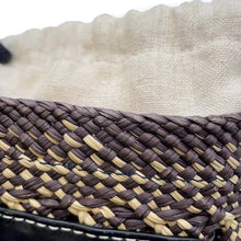 Load image into Gallery viewer, LOEWE Cylinder pocket Beige/Black Raffia Leather Canvas
