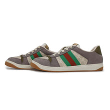 将图像加载到图库查看器中，GUCCI GG Supreme Screener Web Sneakers Gray703648 PVC Suede Rubber Size 11
