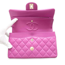 Load image into Gallery viewer, CHANEL Matelasse W Flap ChainShoulder Bag PurpleA01113 Lambskin Size 23
