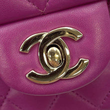 Load image into Gallery viewer, CHANEL Matelasse W Flap ChainShoulder Bag PurpleA01113 Lambskin Size 23
