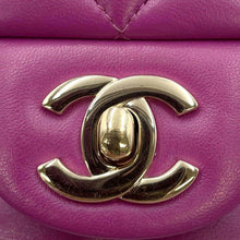 Load image into Gallery viewer, CHANEL Matelasse W Flap ChainShoulder Bag PurpleA01113 Lambskin Size 23
