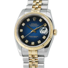 将图像加载到图库查看器中，ROLEX Datejust W36mm Stainless Steel K18YG Blue Gradation Dial116233
