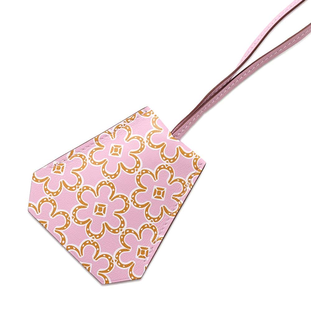 HERMES Lucky Daisy Clochette Necklace Mauve Sylvestre / Cuivre / White Swift Leather Metal