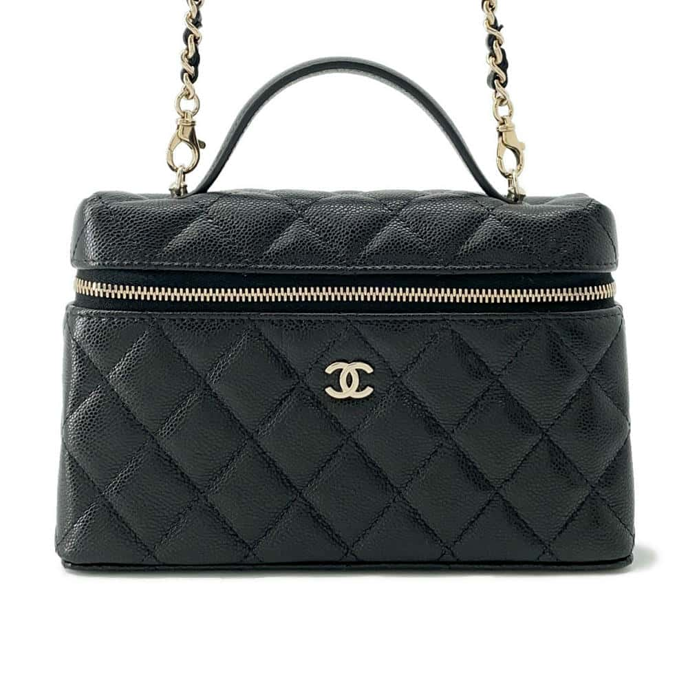 CHANEL Matelasse 2way vanity bag BlackAP4385 Caviar Leather