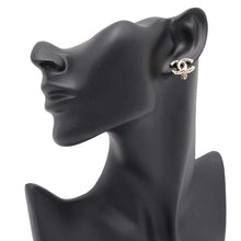 Load image into Gallery viewer, CHANEL CC Logo Earring Champagne Gold Metal
