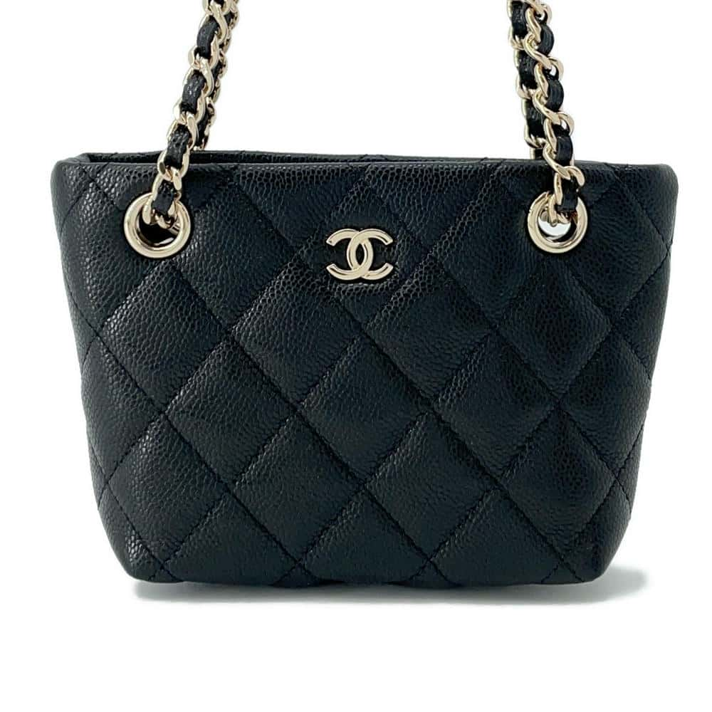 CHANEL Matelasse ChainClutch Shoulder Bag BlackAP4422 Caviar Leather