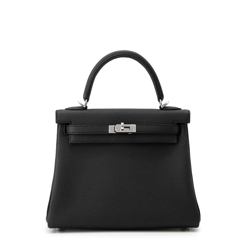 HERMES Kelly Retourne Black Togo Leather Size 25