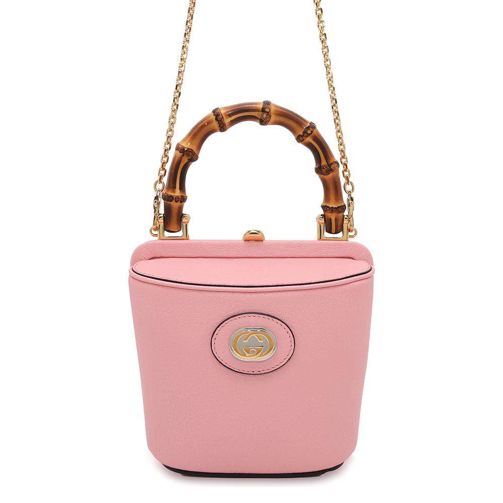 GUCCI Bamboo Bucket 2WAY Shoulder Bag Pink616436 Leather Size Mini