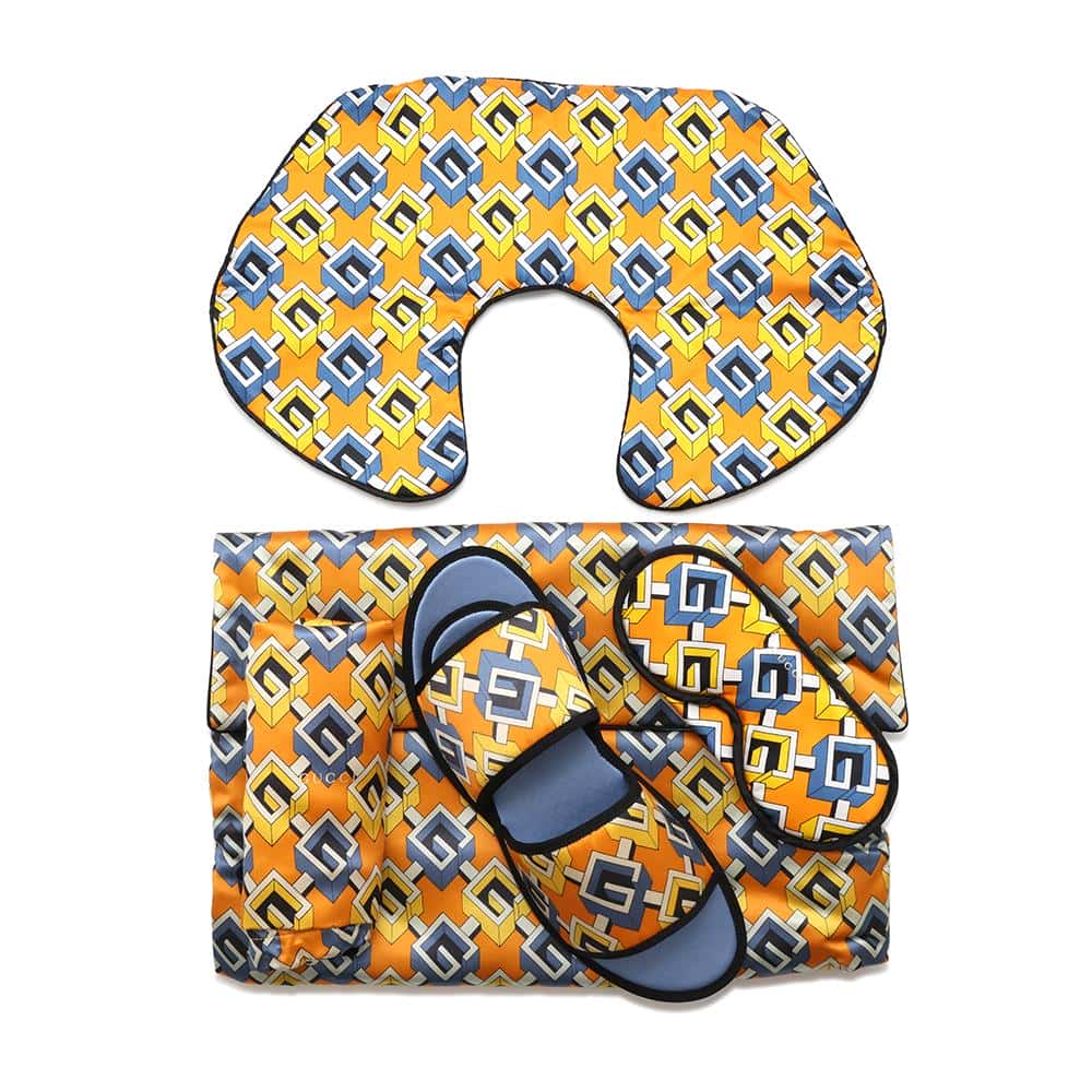 GUCCI Geometric G Travel Set Size L Yellow662431 Silk Viscose