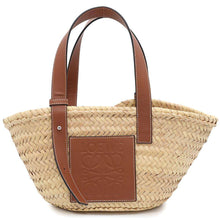 将图像加载到图库查看器中，LOEWE Basket Bag Natural/Tan327.02.S93 Raffia Calf Leather Size Small
