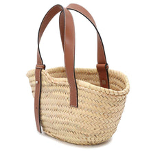 将图像加载到图库查看器中，LOEWE Basket Bag Natural/Tan327.02.S93 Raffia Calf Leather Size Small
