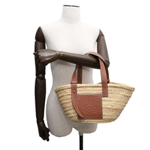 将图像加载到图库查看器中，LOEWE Basket Bag Natural/Tan327.02.S93 Raffia Calf Leather Size Small
