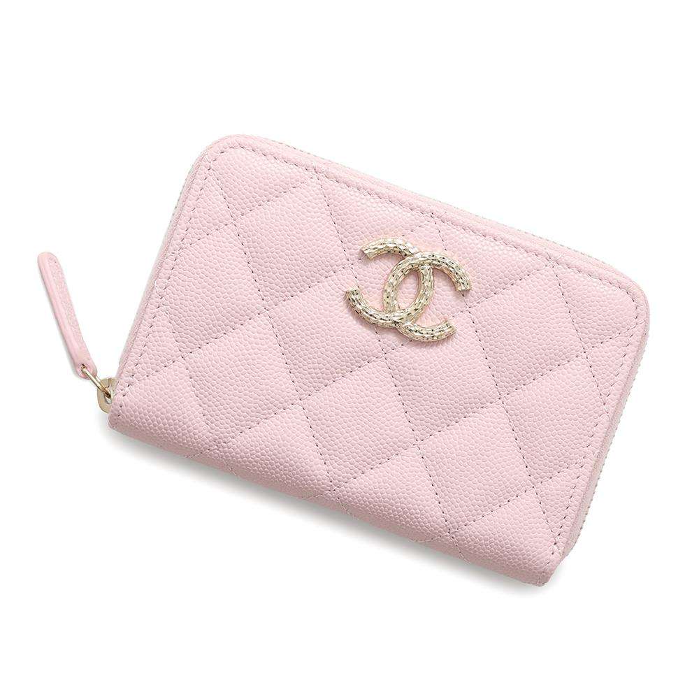 CHANEL Matelasse Coin Card Case PinkAP4253 Caviar Leather