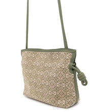 Load image into Gallery viewer, LOEWE Anagram Flamenco Clutch Shoulder Green/IvoryA411FC2X38 Jacquard Leather Size Mini
