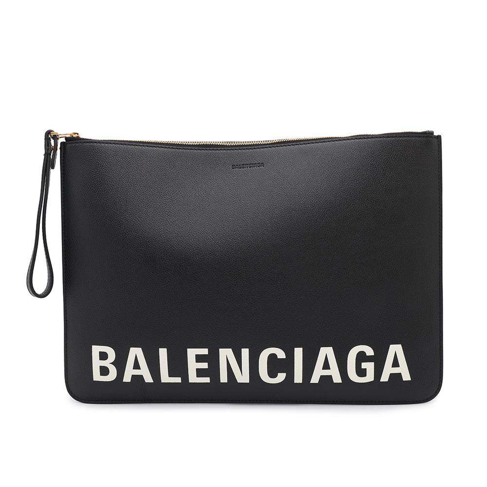 BALENCIAGA Logo Clutch Bag Black630626 Leather