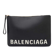 将图像加载到图库查看器中，BALENCIAGA Logo Clutch Bag Black630626 Leather
