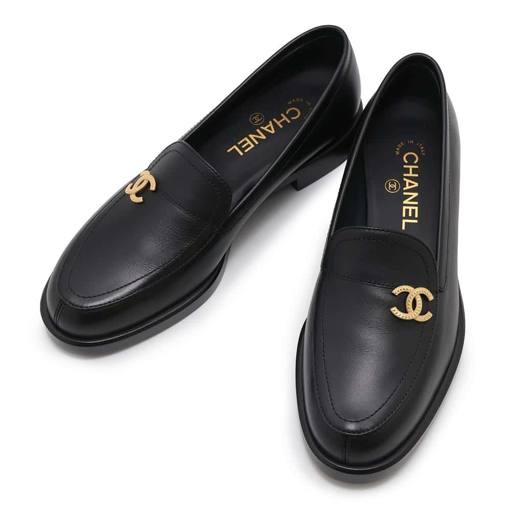 CHANEL loafers BlackG45882 Calf Leather Size 38C