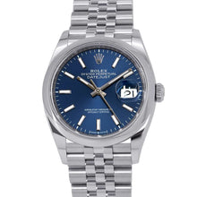 将图像加载到图库查看器中，ROLEX Datejust 36 W36mm Stainless Steel Bright Blue Dial126200
