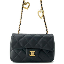 Load image into Gallery viewer, CHANEL Mini Matelasse Heart Bag CharmChainShoulder BlackAS3456 Lambskin
