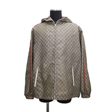 将图像加载到图库查看器中，GUCCI Teddy Bear Back Print GG All-Over Print Zip-Up Hoodie Size 48 Beige/Brown741011 Nylon100%
