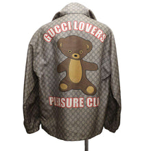 Load image into Gallery viewer, GUCCI Teddy Bear Back Print GG All-Over Print Zip-Up Hoodie Size 48 Beige/Brown741011 Nylon100%
