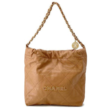 Load image into Gallery viewer, CHANEL CHANEL22 ChainShoulder Bag CamelAS3260 Soft Caviar Leather Size Small
