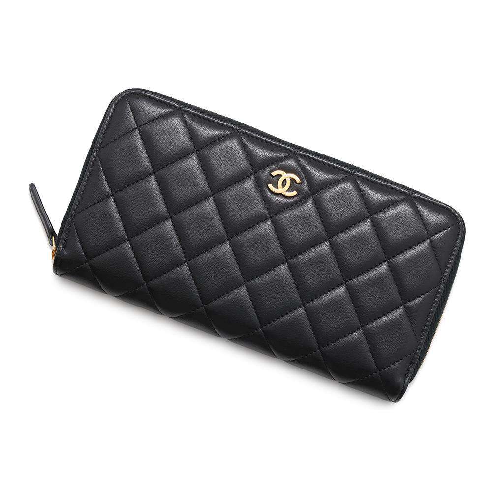 CHANEL Matelasse Zip Around Chozai Cloth BlackAP0242 Lambskin