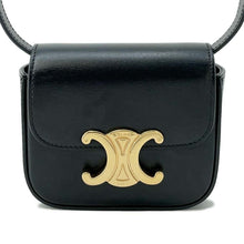 将图像加载到图库查看器中，CELINE Mini Claude Shoulder Bag Triomphe Black10I513 Shiny Calf Leather Size Mini
