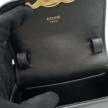 Load image into Gallery viewer, CELINE Mini Claude Shoulder Bag Triomphe Black10I513 Shiny Calf Leather Size Mini
