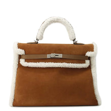 Load image into Gallery viewer, HERMES Kelly Retourne Teddy Marron Dobris Mouton Barenia Leather Size 35
