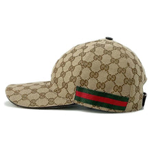 将图像加载到图库查看器中，GUCCI Baseball cap Size L Brown/Red/Green200035 GG Canvas
