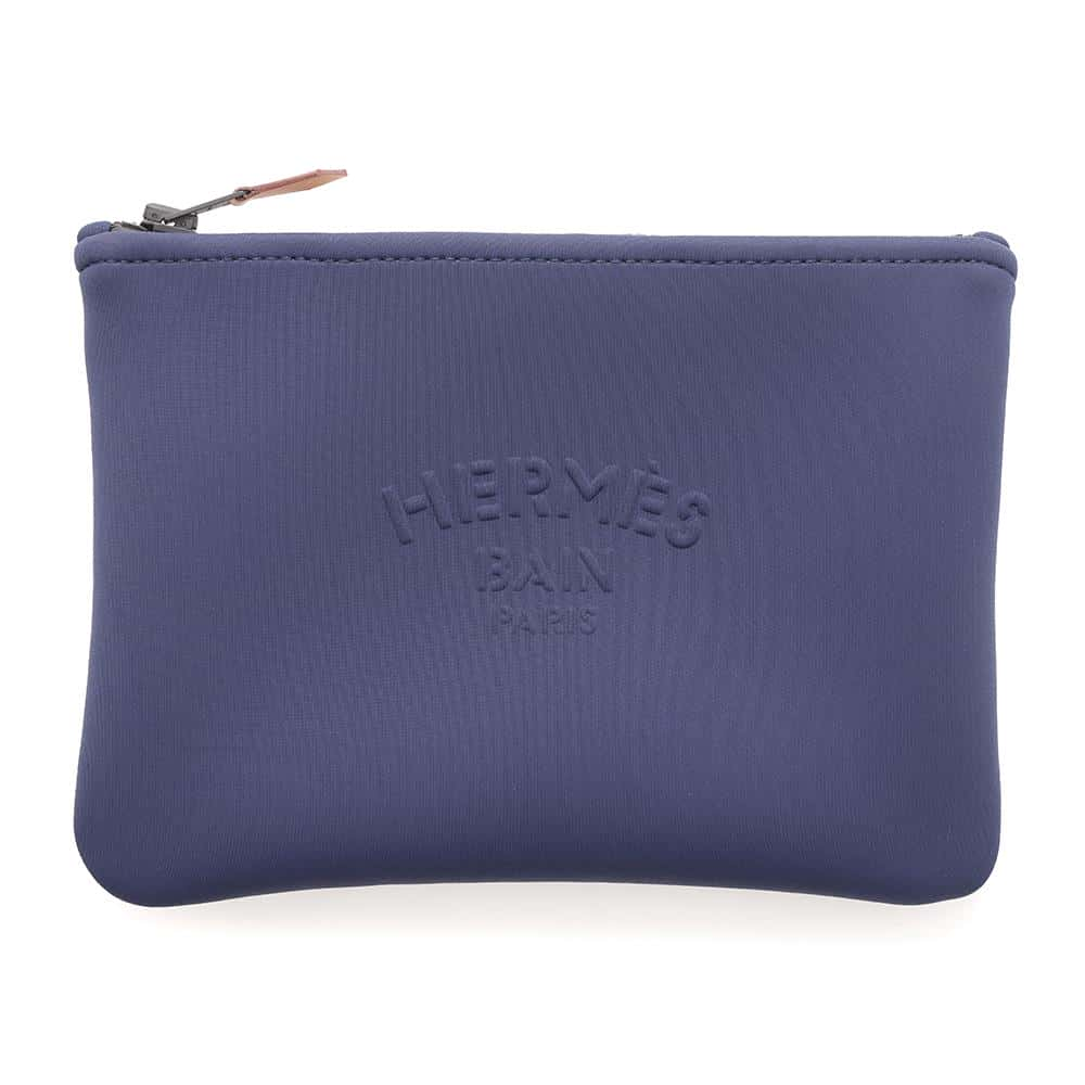 HERMES Neoban Pouch Navy Nylon Polyurethane Size PM